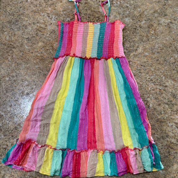 Peek Other - Peek Girls Rainbow Striped Sundress – Size S (6/7)